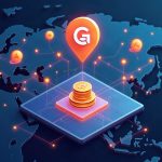 grBENJI token icon above a stylized Asia map with blockchain nodes and a modern distribution platform