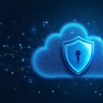 Neon blue data cloud with a shield over the NEAR logo, signaling confidential AI inference and private agent payments.