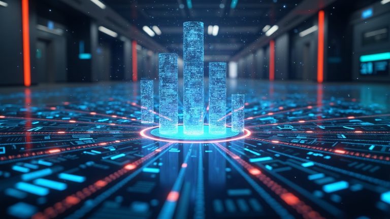 Photorealistic hub showing a decentralized exchange on Arc mainnet with streaming data and large 64M/400k figures.