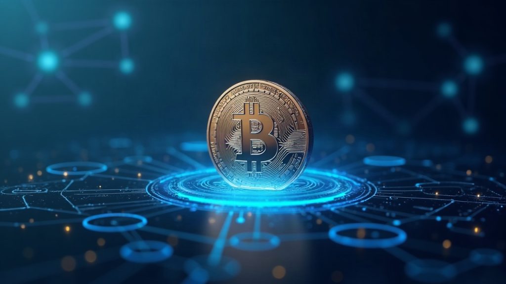 Photorealistic USDe coin dips, Binance blue glow, risk-controls shield, faint decentralized network nodes in the background.