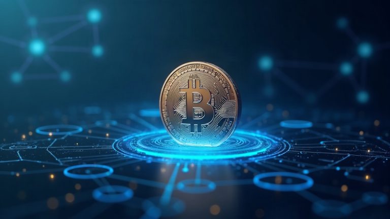 Photorealistic USDe coin dips, Binance blue glow, risk-controls shield, faint decentralized network nodes in the background.