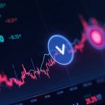 Photorealistic crypto dashboard shows Base ahead of Robinhood Chain in a 30-day DEX volume chart with neon lines.