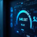 Photorealistic header: Bitcoin mining rig with gauge showing 140.58T and a 5.92 rise, in newsroom blue.