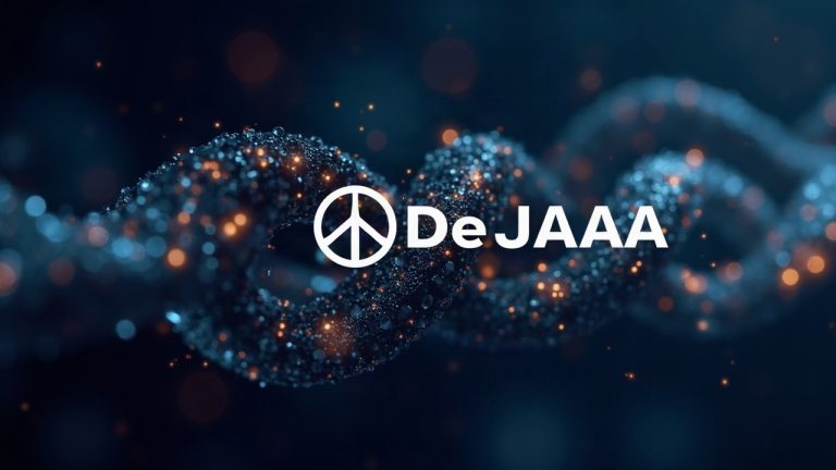 Photorealistic crypto header featuring deJAAA token with Pendle and Centrifuge logos, and digital chains in the background