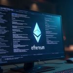 Photorealistic Ethereum validator setup with Teku and Besu logos, shield blocking a compromised certificate, and a patch note on screen.