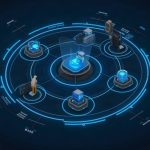 Futuristic dashboard showing ASI:One coordinating multiple AI agents with user approval.