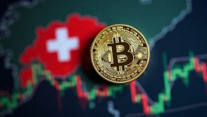 Swiss financial authorities concept image showing Bitcoin and exchange symbolism to represent a spot Bitcoin ETF for retail investors.