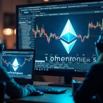 Newsroom scene showing Ethereum logo on screens, developers patching staking deposits, Hoodi testnet delay banner.