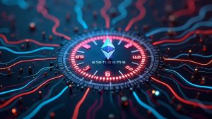 Photorealistic Ethereum node hub activating Glamsterdam on Sepolia, clock at epoch 353024, Erigon and Lighthouse syncing.