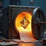 Photorealistic depiction of a legacy MakerDAO contract vault breach with 200 ETH glow and a Tornado Cash icon.