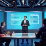 Newsroom setup with a presenter beside a screen illustrating SYRUP buybacks, Q3 results, and on-chain institutional credit.