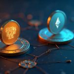 Photorealistic scene of OUSG and USDY tokens across networks with a soft question mark, signaling ambiguity over a $75M Stellar issuance.