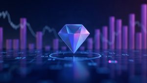 Photoreal header: Uniswap logo in focus with Robinhood Chain overlay and a 53% revenue bar, blue-purple newsroom vibe.