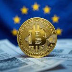 Photorealistic header showing a prominent USDC coin with an EU flag, regulatory documents, and a digital network grid