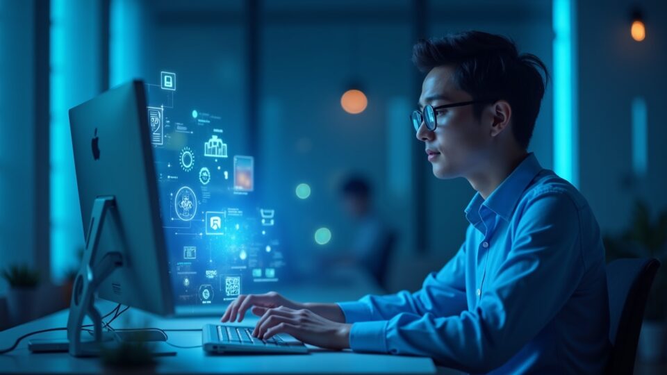 Photorealistic portrait of a crypto user at a table, tokens and connected wallet, with WalletConnect, Four.meme and Zeek.