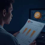 AlphaTON treasurer reviews Toncoin balance with staking nodes and TON logo in front of crypto-finance charts.