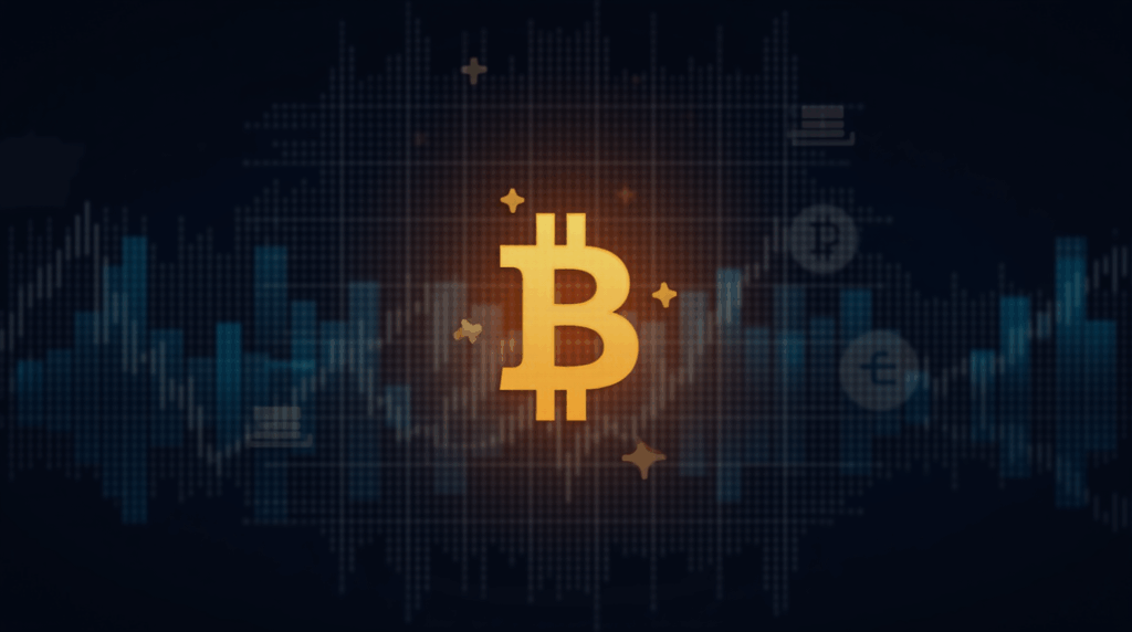 Bitcoin logo merged with emblems of Asset Entities and Strive, background with digital grid, upward-trending chart.