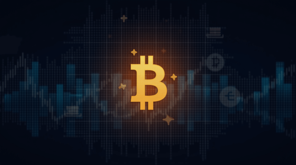 Bitcoin logo merged with emblems of Asset Entities and Strive, background with digital grid, upward-trending chart.
