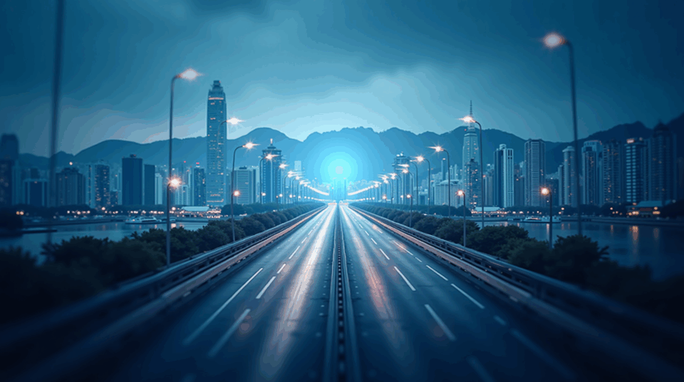 Hong Kong skyline on the left with licenses; on the right, the e‑CNY network and regulatory guidelines