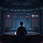 Analyst in a news room; screens with Tesla fading and crypto symbols, reflecting South Korea's liquidity.