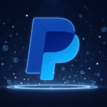 PayPal transforming into a flow of crypto reaching merchants and devices, symbolizing mass adoption.