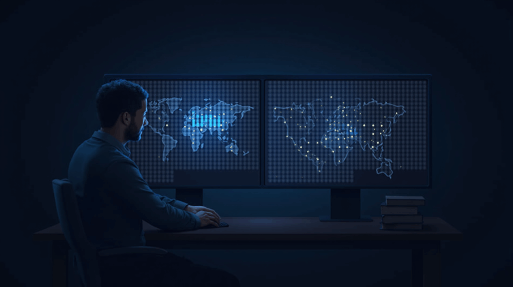 Institutional executive oversees an on-chain RLUSD map connecting BUIDL and VBILL, showing 24/7 liquidity.
