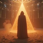 Central figure in The Sandbox: Ethereum chains forming a studio, SAND gas glow and TOKEN2049 background.
