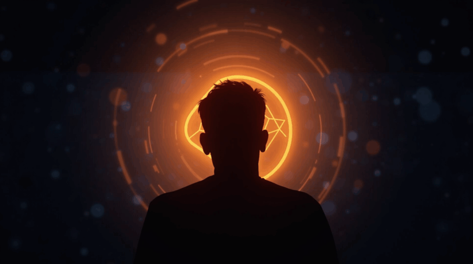 Silhouette of a tech founder over an illuminated TRX, symbolizing centralization vs decentralization in crypto.