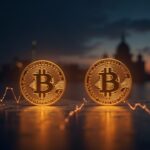 USDT and USDC coins shine over a chart of stablecoin inflows, with a soft regulatory horizon.