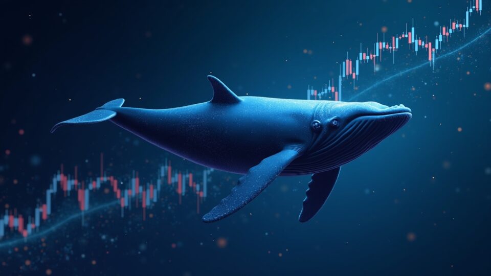 Silhouette of a shining whale over an upward-moving crypto chart, highlighting 2.27 and the ASTER breakout.