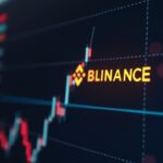 Investor in front of a glowing risk dashboard, Binance logo and chart of an asset experiencing de-pegging, indicating recovery after the liquidation.