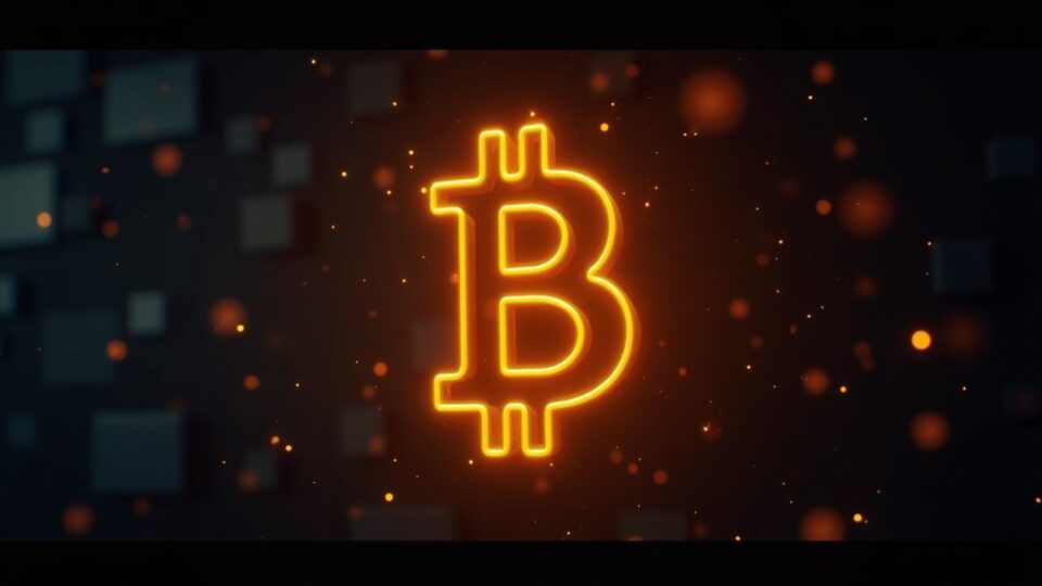 Bitcoin logo shining on a screen, Satoshi's wallets fading in the background and an anniversary counter.