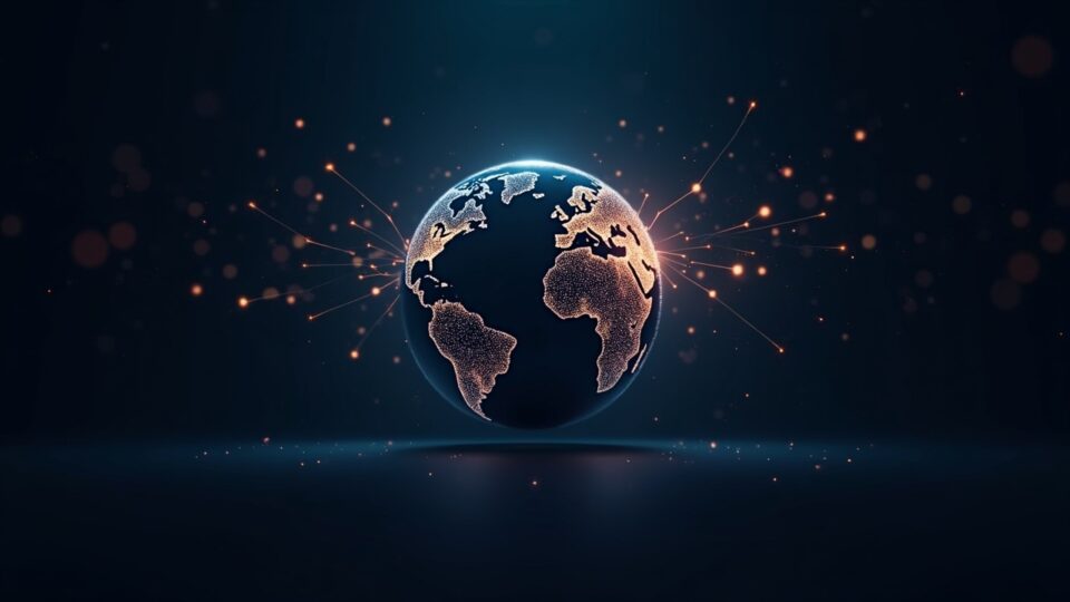 central regulator facing blockchain nodes, regulatory papers transform into digital code in a crypto newsroom