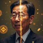 Central portrait of CZ, divided background: Binance celebrates while DeFi issues warnings about centralization, BNB and Aster DEX.