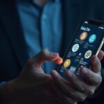 Investor holds a mobile phone with GalaxyOne and BTC/ETH/SOL; FDIC and SOC2 badges visible.