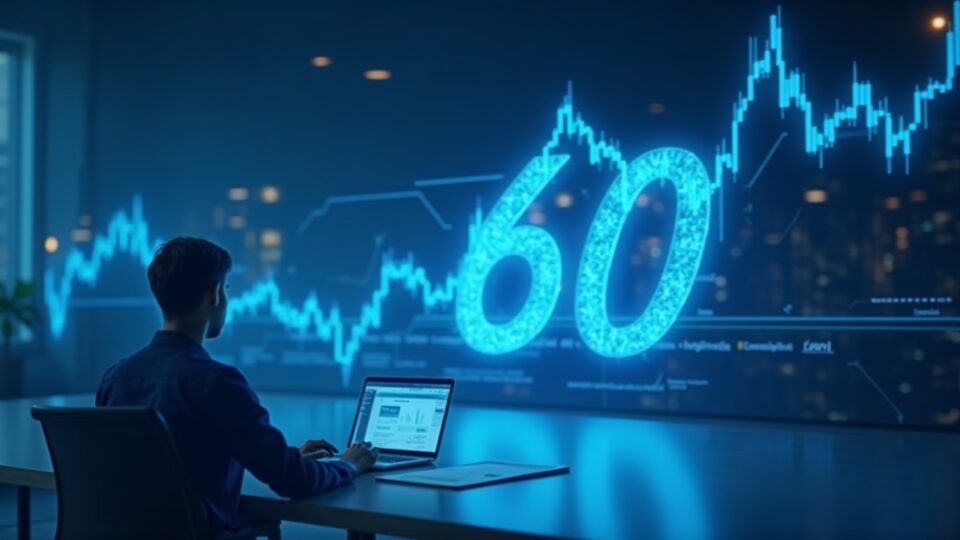 Cryptocurrency trader in front of a holographic chart pointing to 60, with an SEC S-1 document visible and Hyperliquid branding.