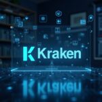 Kraken and Small Exchange logos on a desk, U.S. flag and holographic futures data; muted CFTC scales.