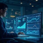Photorealistic central trader with ENA and USDe charts on a dashboard; MEXC Ventures logo in the background.