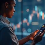 A diverse person uses a mobile with Revolut, showing stablecoin icons and a fee-free swap symbol on a fintech background.