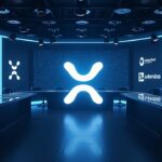 Newsroom header: Ripple logo alongside Hidden Road, XRP symbol and screens showing institutional liquidity