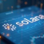 Solana logo over a Bitwise ETF document, with data charts and staking icons in an institutional fintech setting