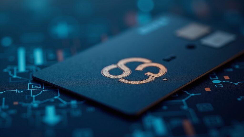 Solana and a Gemini card in a photorealistic composition, crypto payments and regulatory compliance