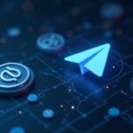 Telegram interface with icons of tokenized stocks COINX, HOODX and CRCLX, and 1:1 collateral symbols, newsroom style.
