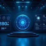 Photorealistic scene of a crypto liquidity dashboard with 280M in deposits, USDe and ETH, and delta-neutral hedging.
