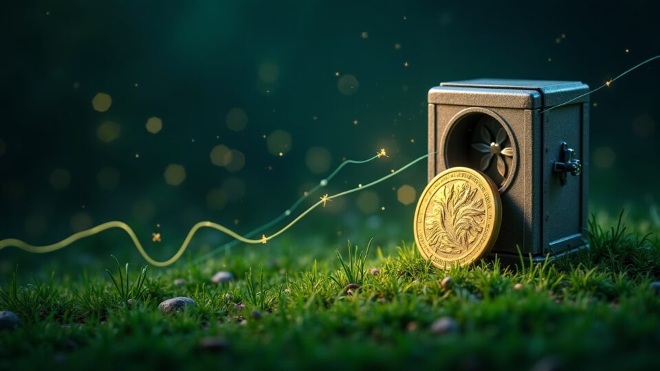 Photorealistic journalistic header about token unlocks of Grass, Jupiter and Zora, with bold charts and an open chest.