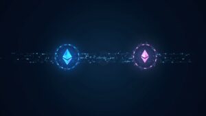 Uniswap interface with Solana and Ethereum logos converging, showing liquidity connecting chains