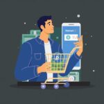 Buyer uses the Walmart OnePay app with BTC and ETH icons, illustrating the conversion of crypto to cash at the checkout.