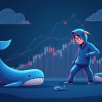 Realistic figure of a bullish trader in front of an XRP chart between 2,75 and 3,10, whale silhouettes and regulatory icon, crypto newsroom style.