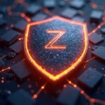 Glowing shield around the Zcash logo with holographic blocks and network lines, symbolizing shielded pools and privacy.