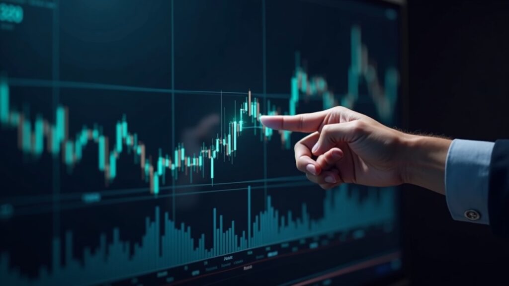 Photorealistic analyst points to a holographic Zcash chart with a rising wedge and high RSI, highlighting privacy and regulation.